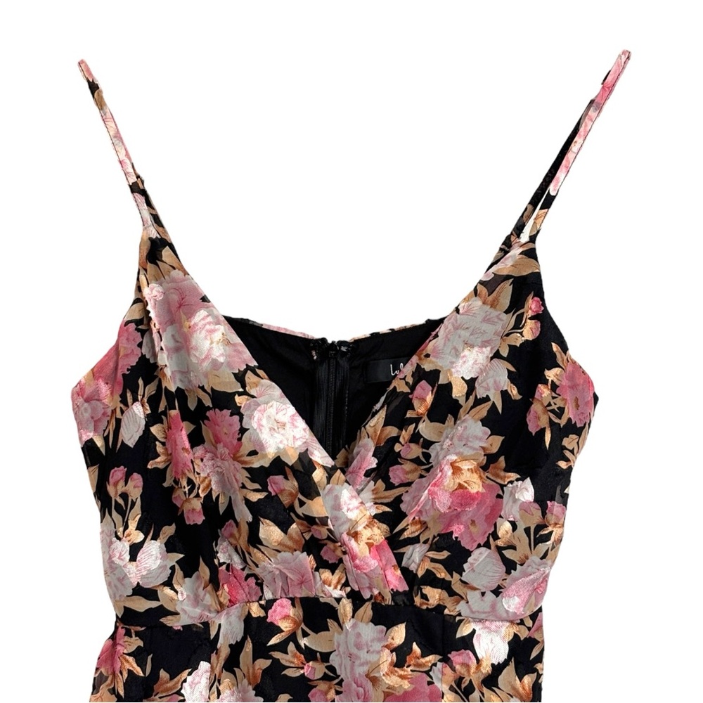 Lulus Black Floral Mini Faux Wrap Formal Dress size Small NWT - Picture 3 of 15
